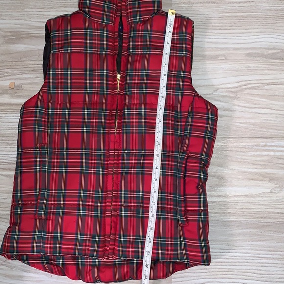 Chaps tartan plaid Christmas holiday vest gold zipper - Picture 5 of 6